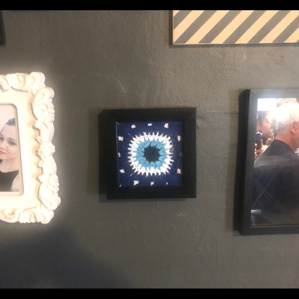 Evil Eye - Crochet in a 5x5 frame.
